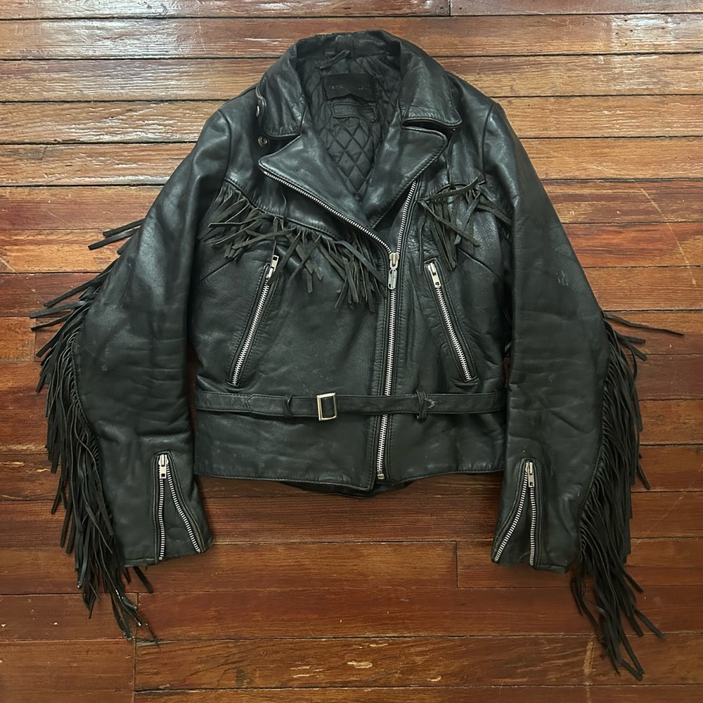 Harley-Davidson Black Leather Fringe Biker Jacket